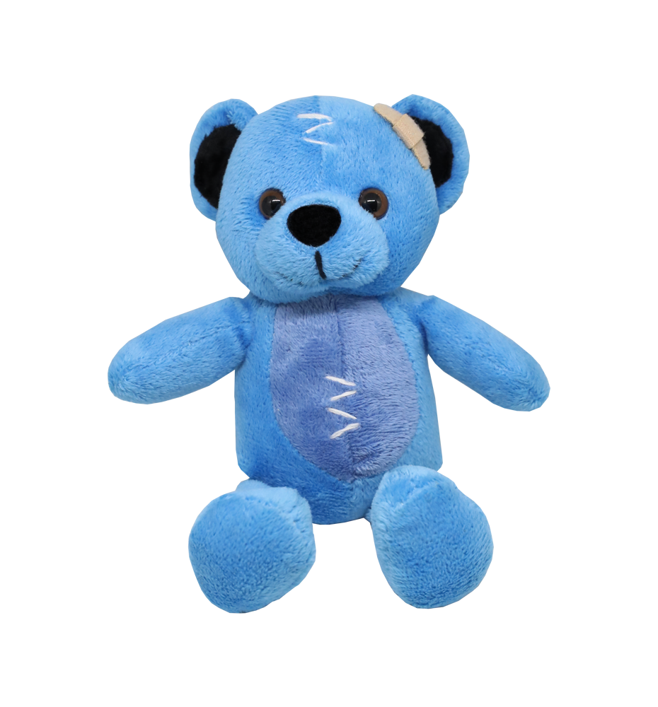 Close up of cute teddy bear. Soft plush toy on blue background Stock Photo  - Alamy